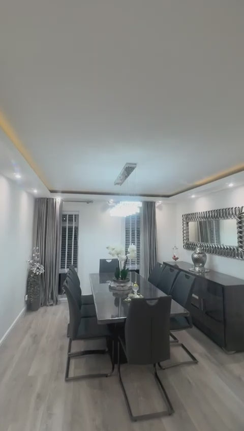 Rectangle 11 Crystal Pendant Ceiling Light-Colour Changing Dimmable with Remote Control-9046-11-Chrome