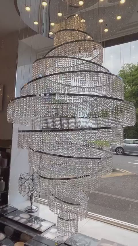 Modern Large Crystallic Chrome Chandelier with adjustable height and position -8003