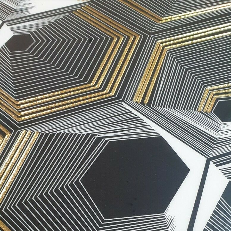 Gold & Black Decor Porcelain Tiles 600 x 600 x 10mm-DEC-WJ6612