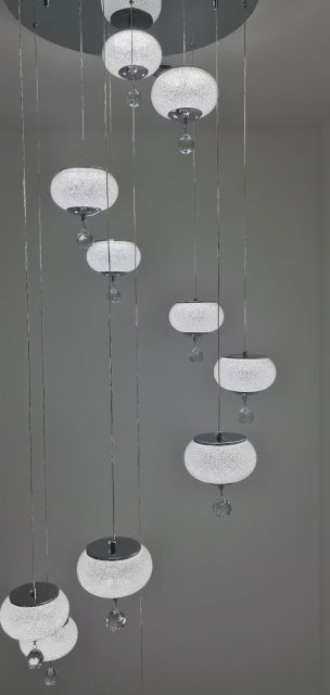 Pendant-Crystal Globs Staircase hanging Pendant Ceiling Light-2113-11CH/GD & 2113-7CH/GD-color changing & dimmable with remote control