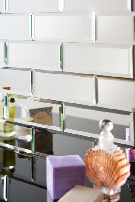Full Bodied Metro Mirror Glass Mosaic Tiles with bevelled edges-75*300*8mm-45tiles-1m2