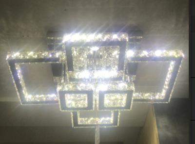 Square Crystallic 6 & 4 tier Flush Mount Ceiling Light-Colour Changing Dimmable with Remote Control-3041-6-Chrome & 3041-650*450-Gold
