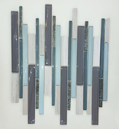 Grey & Olive Glass & Stone Mosaic Tile | 1 sheet 30cmx30cm&8mm | 11 sheets 1sqm