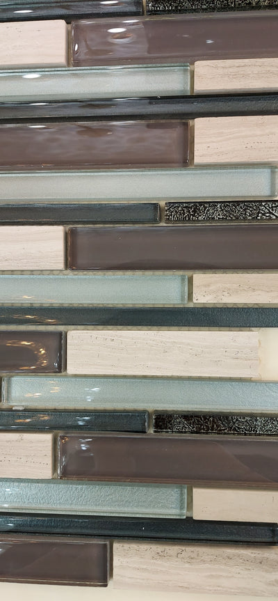 Grey & Olive Glass & Stone Mosaic Tile | 1 sheet 30cmx30cm&8mm | 11 sheets 1sqm
