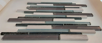 Grey & Olive Glass & Stone Mosaic Tile | 1 sheet 30cmx30cm&8mm | 11 sheets 1sqm