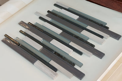 Grey & Olive Glass & Stone Mosaic Tile | 1 sheet 30cmx30cm&8mm | 11 sheets 1sqm