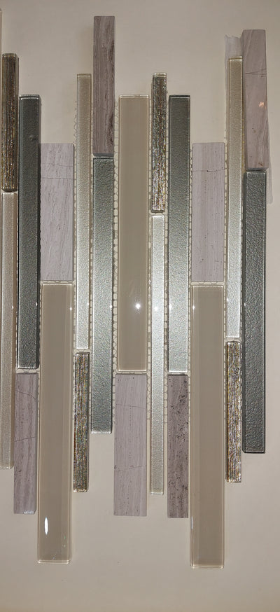 Beige & Olive Glass & Stone Mosaic Tile | 1 sheet 30cmx30cm&8mm | 11 sheets 1sqm-Code:16-KSB-08-1