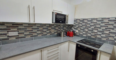 Grey & Olive Glass & Stone Mosaic Tile | 1 sheet 30cmx30cm&8mm | 11 sheets 1sqm