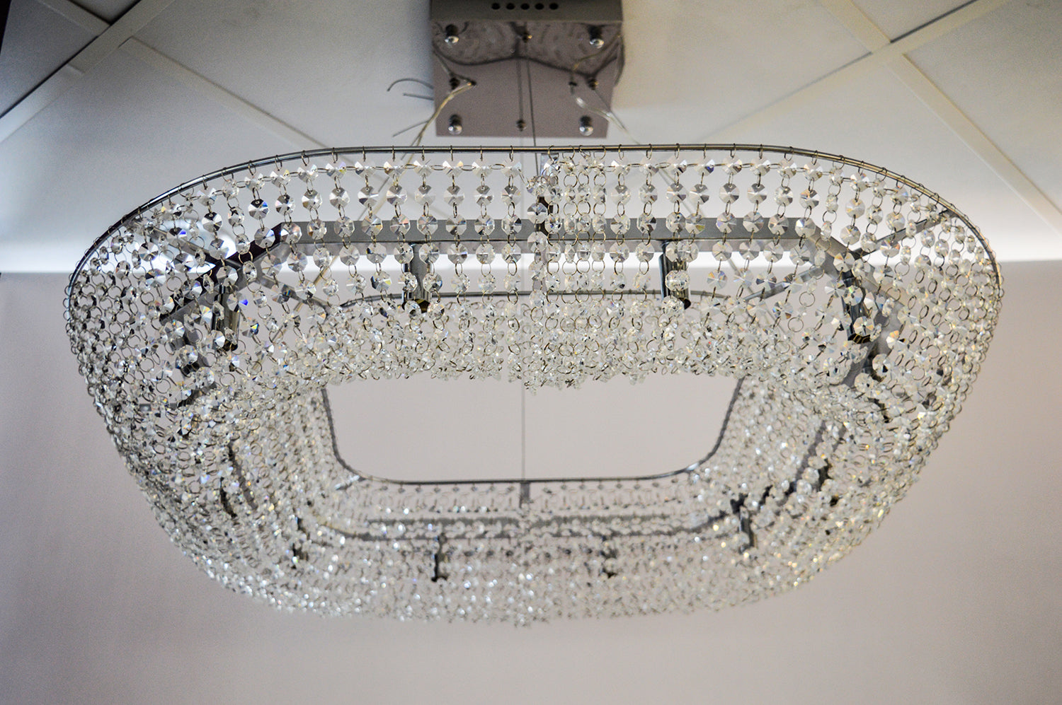 Crystal Square / Circular Pendant & Flash mounted Warm LED ceiling light-P88750