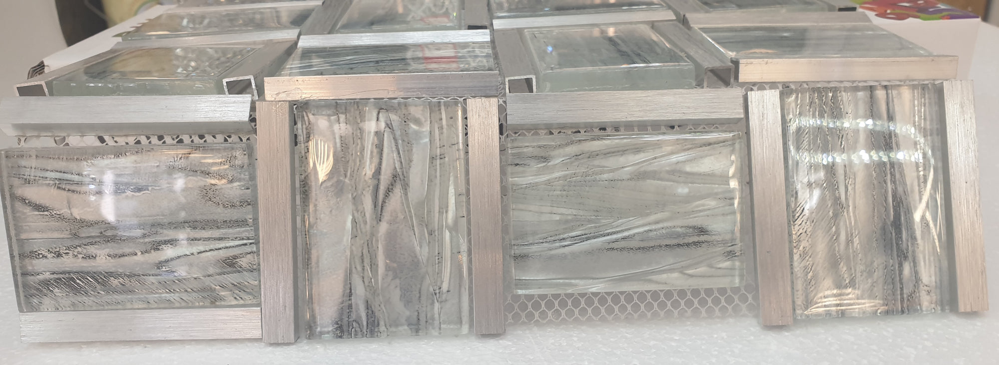 Silver Grey Metal Glass Mosaic Tiles
