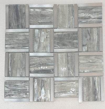 Dark Grey and Light Grey Metal Glass Mosaic Tiles