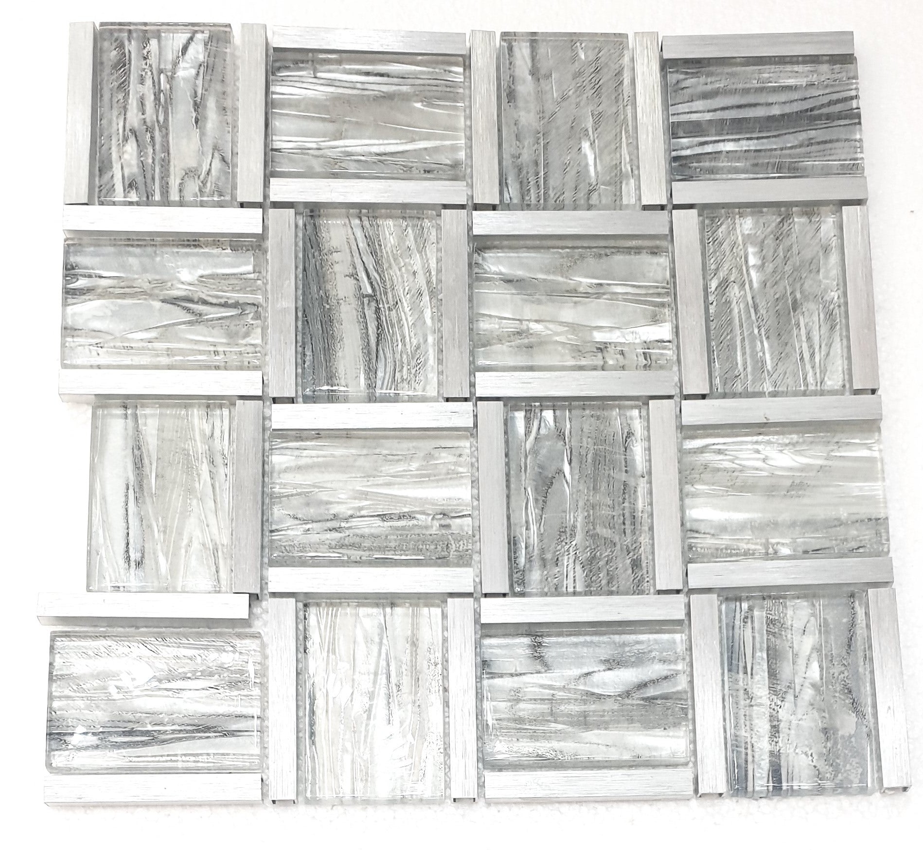 Silver Grey Metal Glass Mosaic Tiles