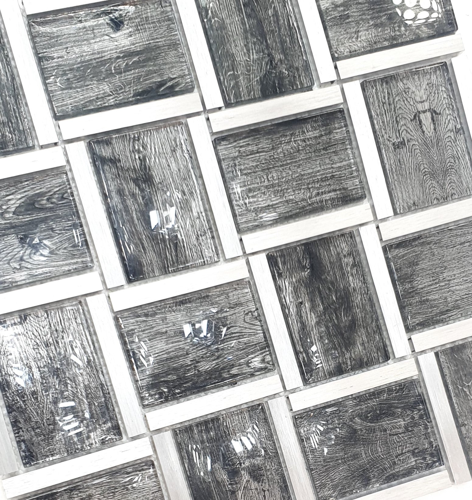 Dark Grey and Light Grey Metal Glass Mosaic Tiles-300*300*8mm-11sheets-1m2-BAW09