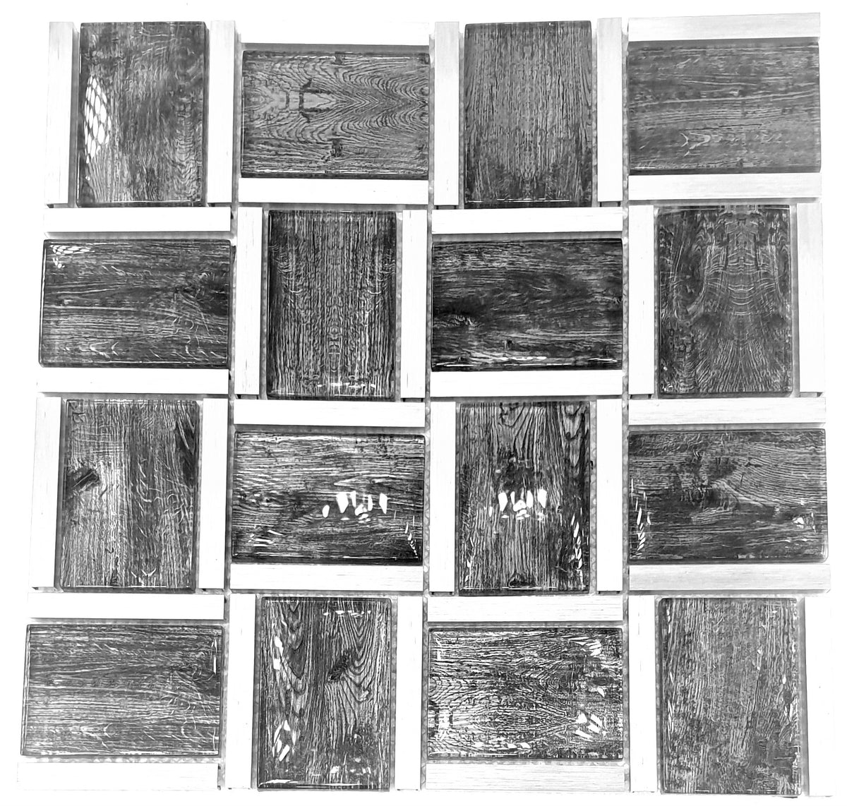 Dark Grey and Light Grey Metal Glass Mosaic Tiles-300*300*8mm-11sheets-1m2-BAW09