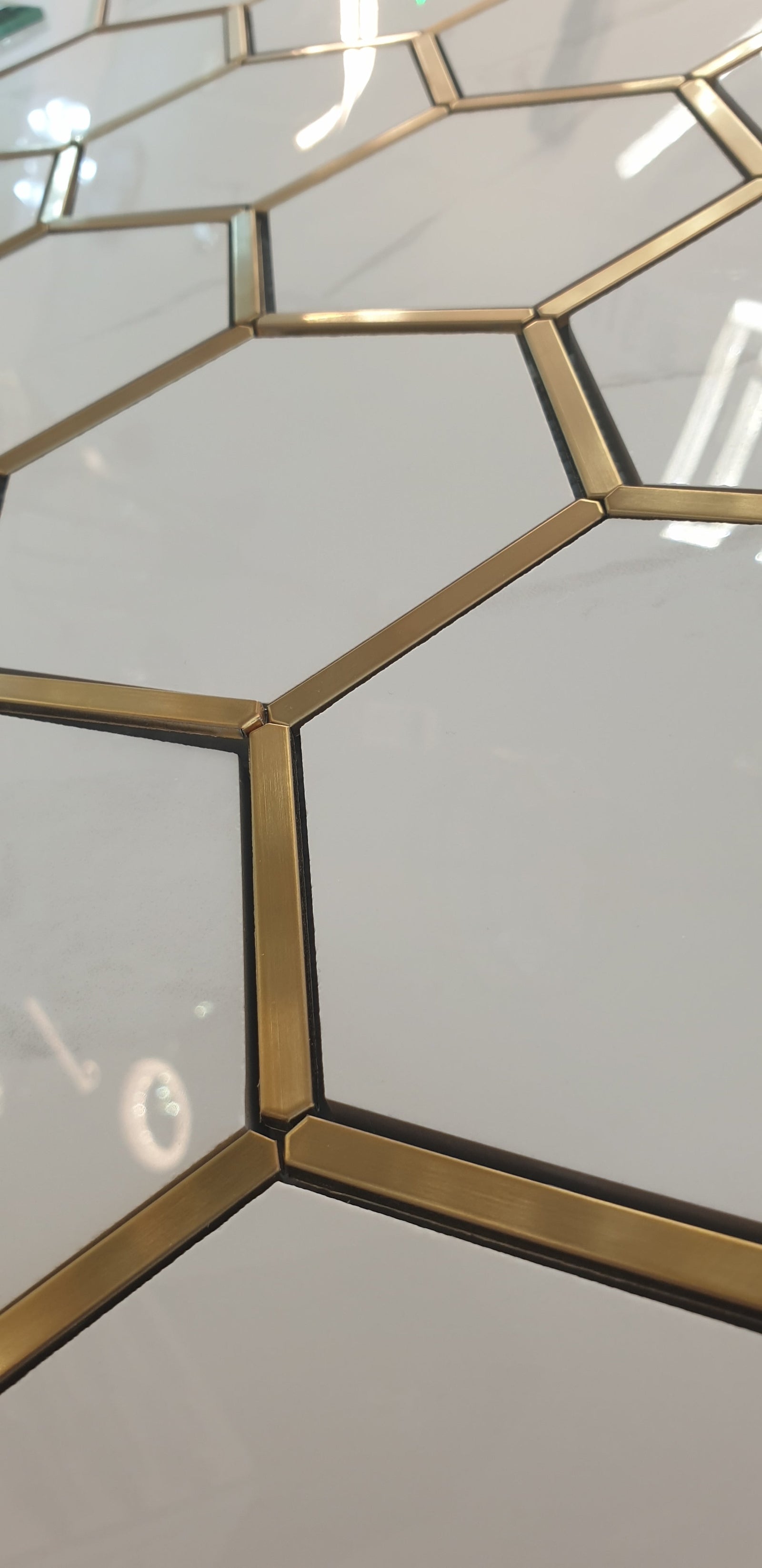 Hexagonal Silver and White Elegant Porcelain Mosaic Tiles-220*380*8mm-11sheets-1m2