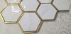 Hexagonal Gold and White Elegant Mosaic Tiles-220*380*8mm-11sheets-1m2