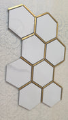 Hexagonal Silver and White Elegant Mosaic Tiles-220*380*8mm-11sheets-1m2