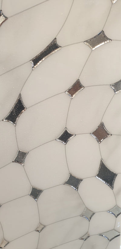 White & Silver Decor Porcelain Tile