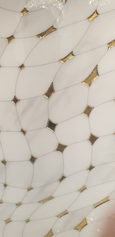 Gold & White Porcelain Decor Tile