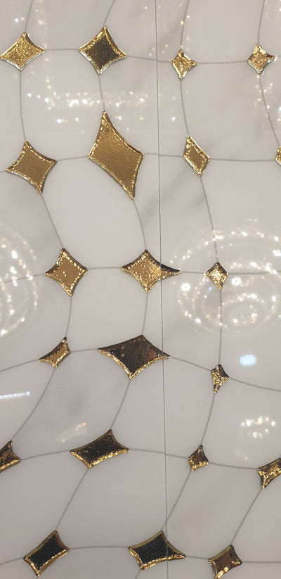 Gold & White Porcelain Decor Tile