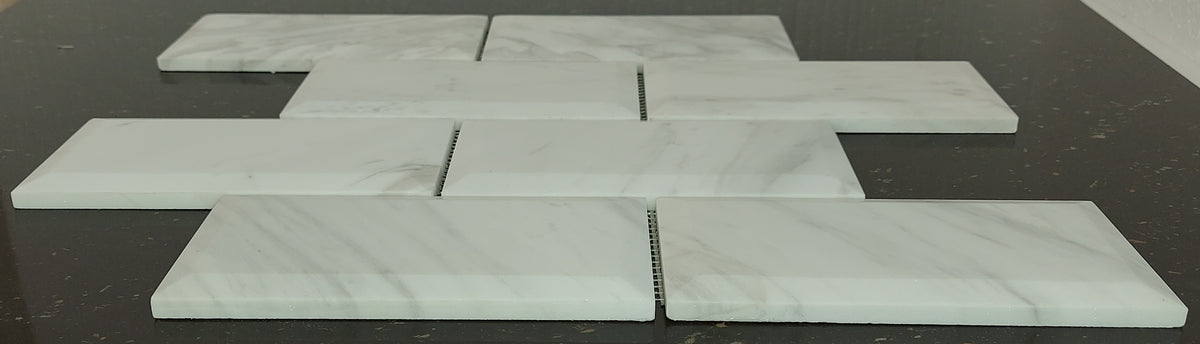 White & Grey Brick Effect Rectangular Stone Mosaic Tiles | 300x300x8mm | 11=1m2