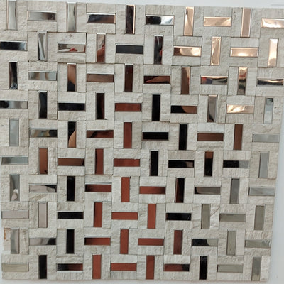 Beige Mirror Stone Mosaic Tiles-300*300*8mm-11sheets-1m2-Code: MS18