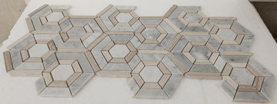 Beige,White & Grey Texture Marble Mosaic Tiles |300X300X8mm|11=1m2-Code: DZ-1