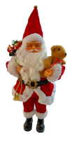 Small Standing Santa Claus holding teddy bear, 43CM-RED