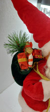 Small Standing Santa Claus holding teddy bear, 43CM-RED