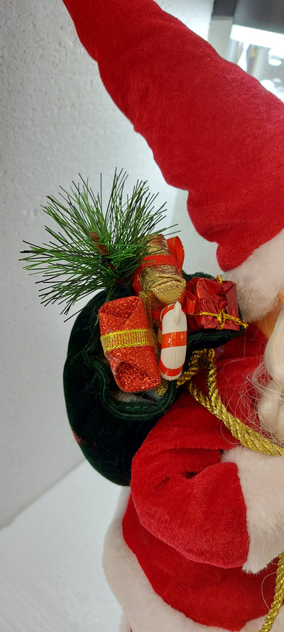 Small Standing Santa Claus holding teddy bear, 43CM-RED