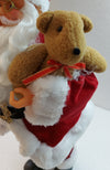 Small Standing Santa Claus holding teddy bear, 43CM-RED