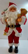 Small Standing Santa Claus holding teddy bear, 43CM-RED