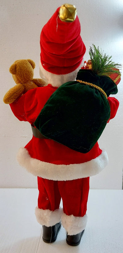 Small Standing Santa Claus holding teddy bear, 43CM-RED