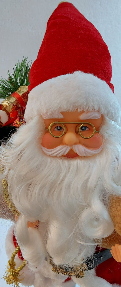 Small Standing Santa Claus holding teddy bear, 43CM-RED