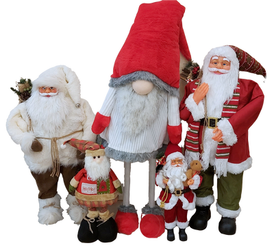 Small Standing Santa Claus holding teddy bear, 43CM-RED