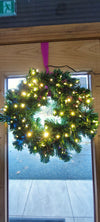 Colourful Wreath with Golden LED Lights for Christmas Decoration