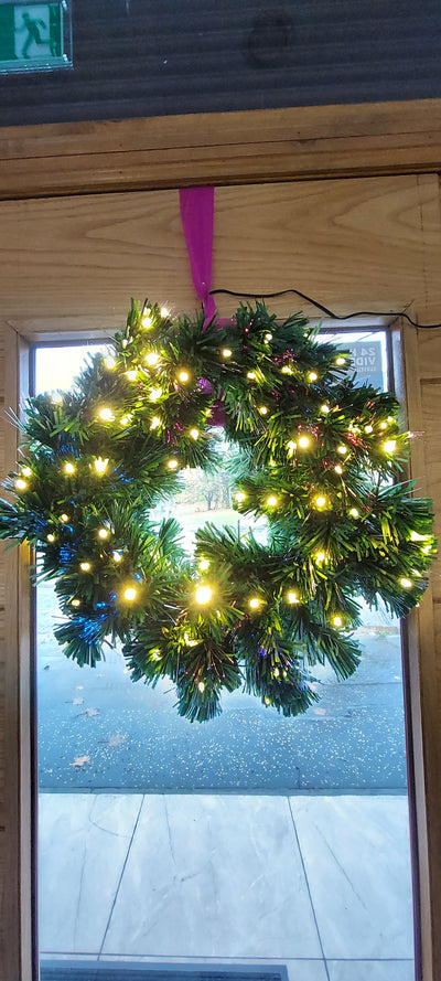 Colourful Wreath with Golden LED Lights for Christmas Decoration
