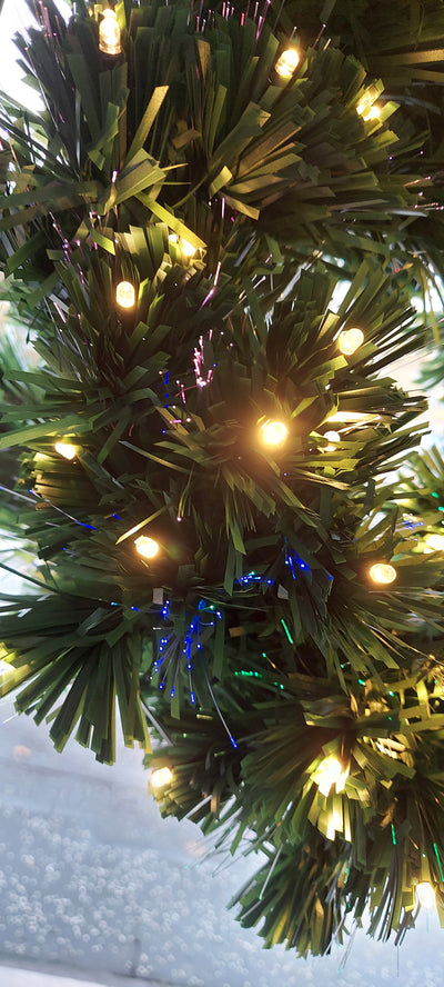 Colourful Wreath with Golden LED Lights for Christmas Decoration