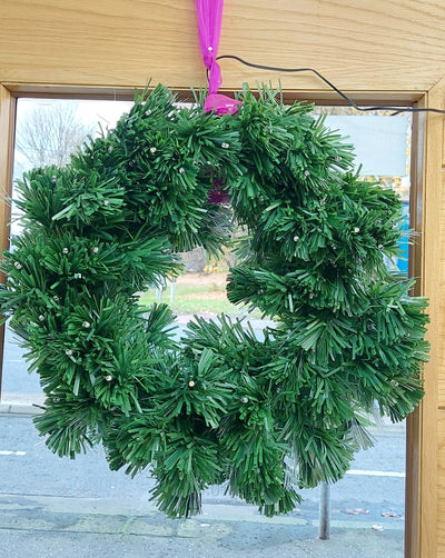 Colourful Wreath with Golden LED Lights for Christmas Decoration