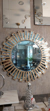 Starburst Brush Gold Round Decorative Wall Mirror-GS-MF0307-90*90*2cm