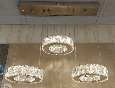 Diamante Crystallic 3 x Square Fixture mirrored frame colour changing LED ceiling light [9014-3)