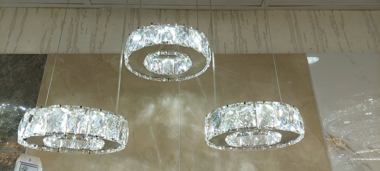 Diamante Crystallic 3 x Square Fixture mirrored frame colour changing LED ceiling light [9014-3)
