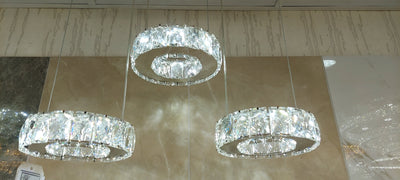 Diamante Crystallic 3 x Round Fixture mirrored frame colour changing LED ceiling light [9010-3)