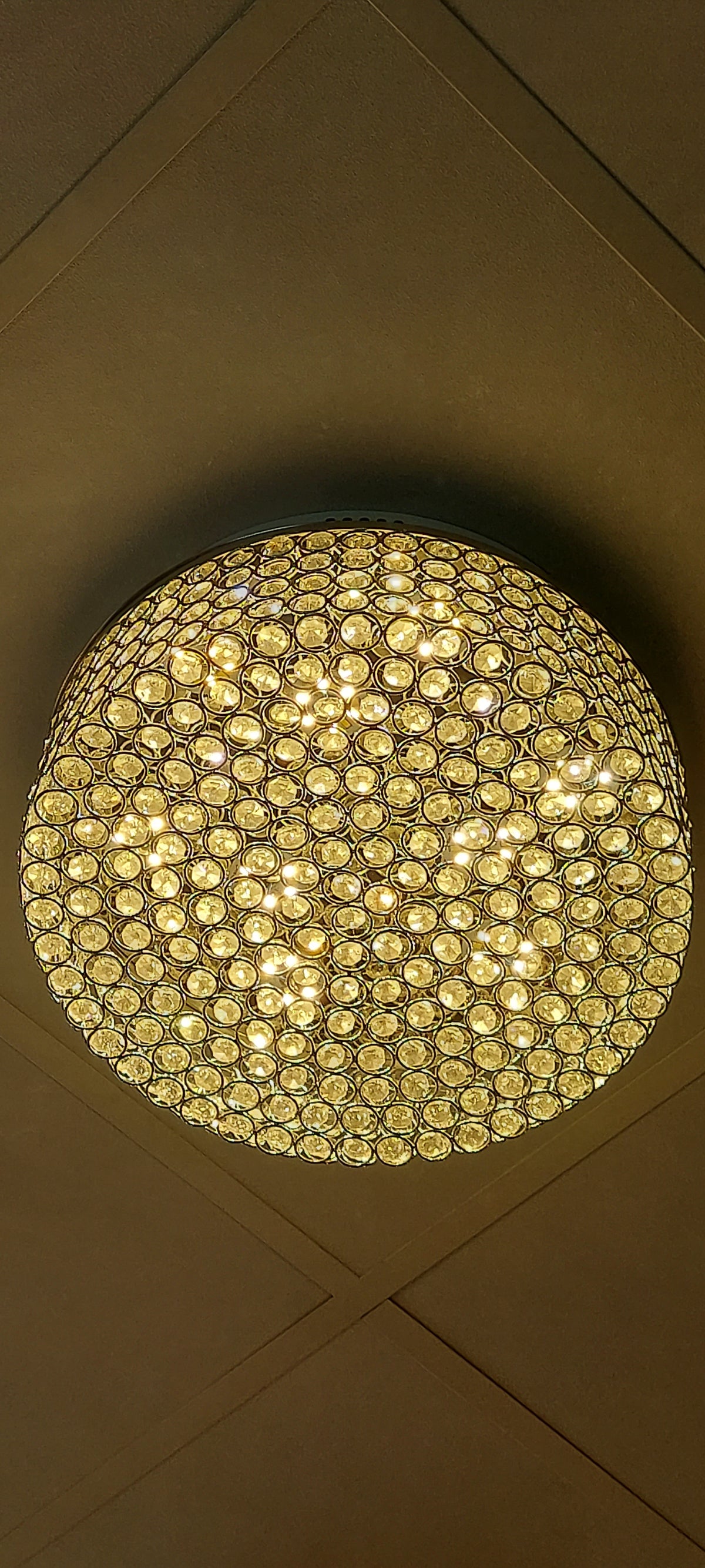 Crystal Square / Circular Pendant & Flash mounted Warm LED ceiling light-P88750