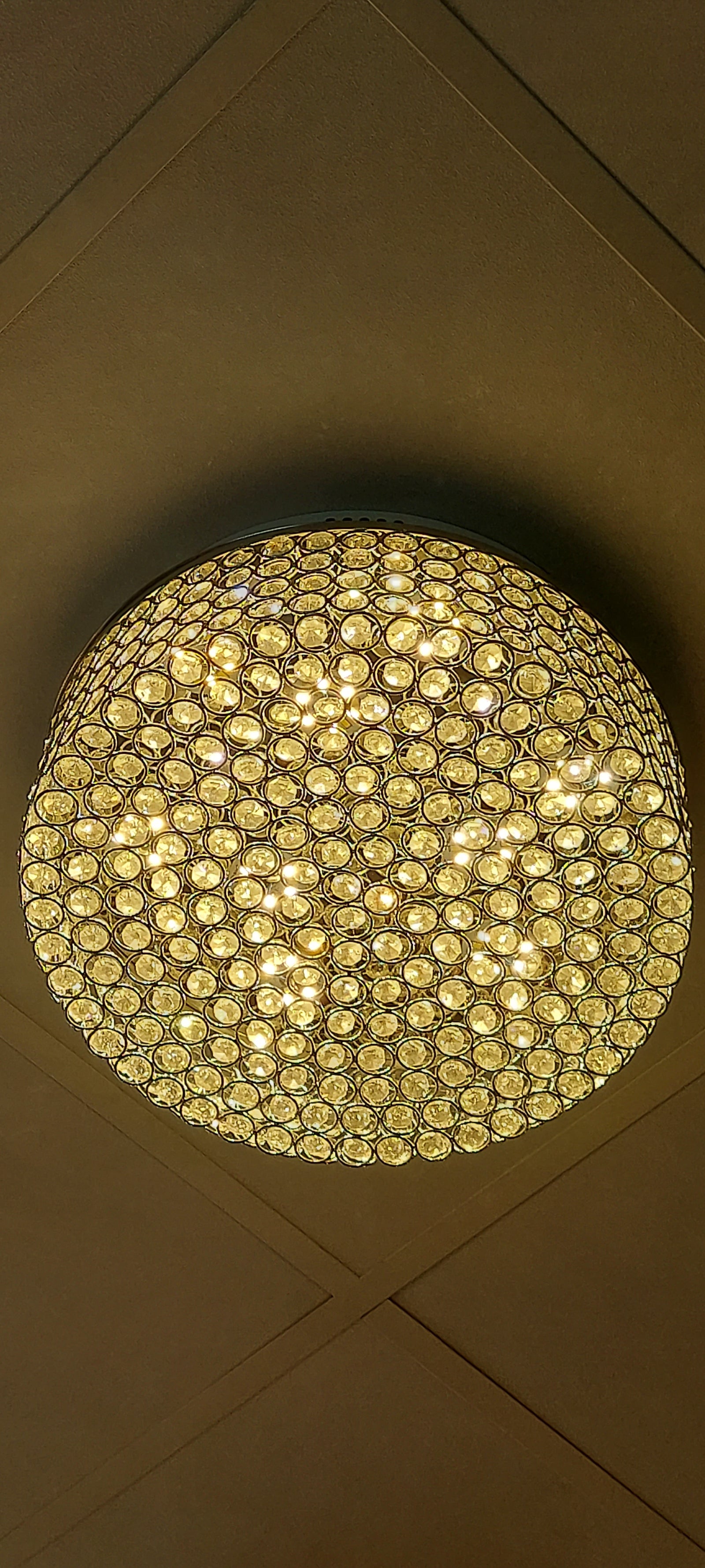 Crystal Square / Circular Pendant & Flash mounted Warm LED ceiling light-P88750