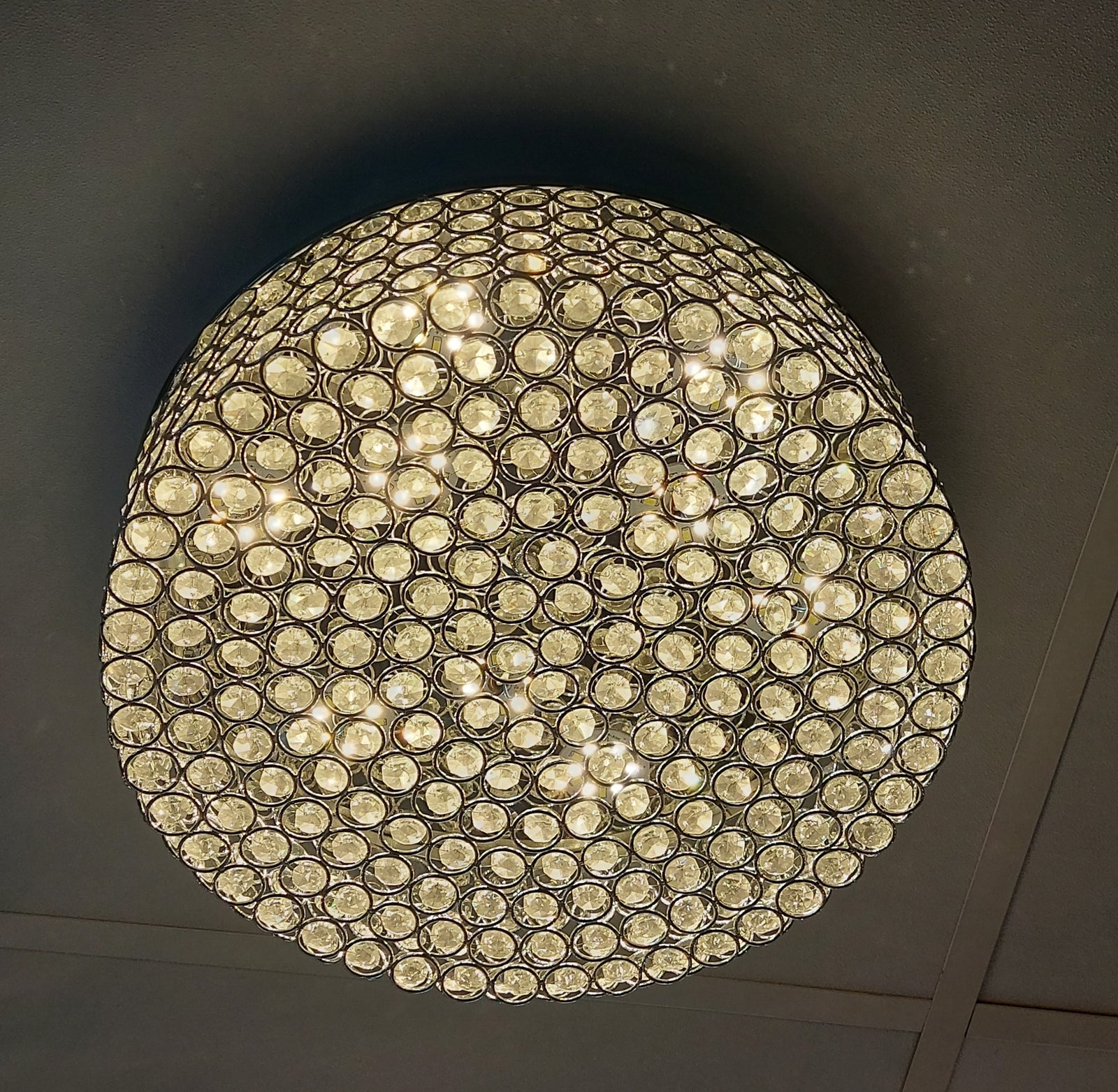 Crystal Square / Circular Pendant & Flash mounted Warm LED ceiling light-P88750