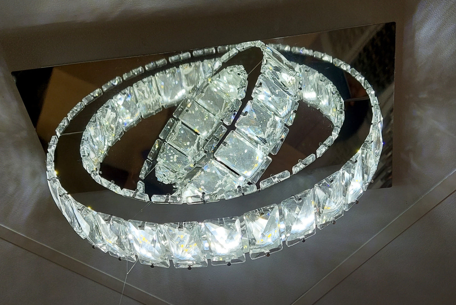 Semi circle mirrored frame crystallic colour changing LED ceiling light [5002-200)