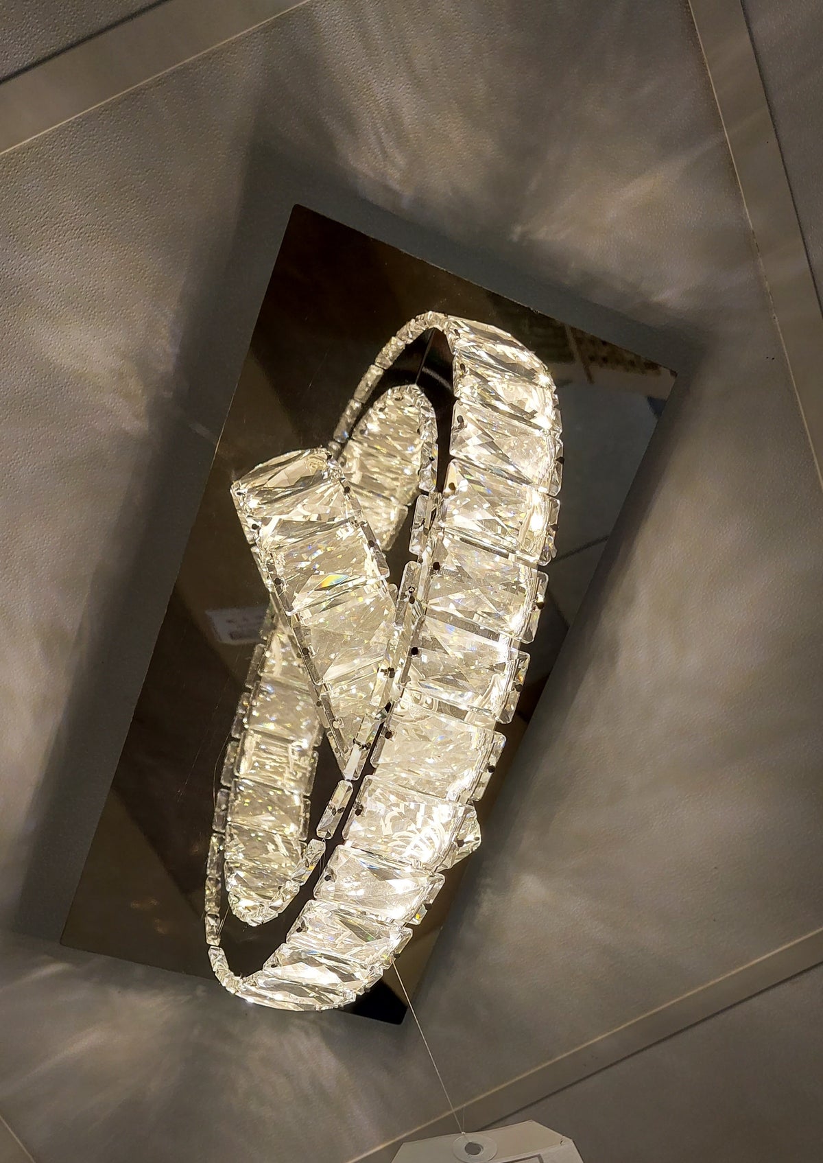 Semi circle mirrored frame crystallic colour changing LED ceiling light [5002-200)