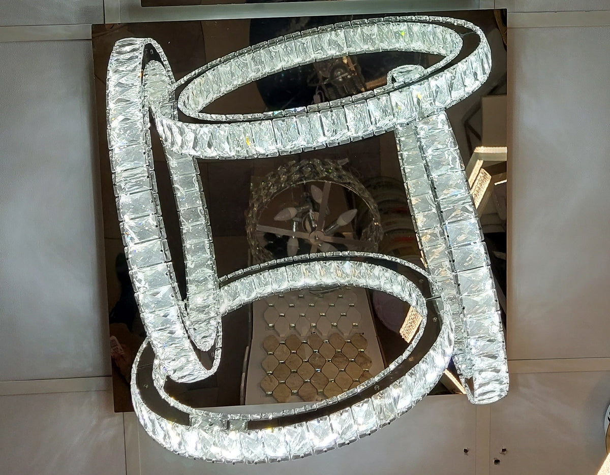 Semi circle mirrored frame crystallic colour changing LED ceiling light [5002-200)