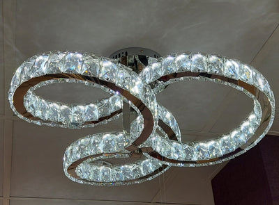Wave mirrored frame crystallic colour changing LED ceiling light [8298-600-3 & 4)